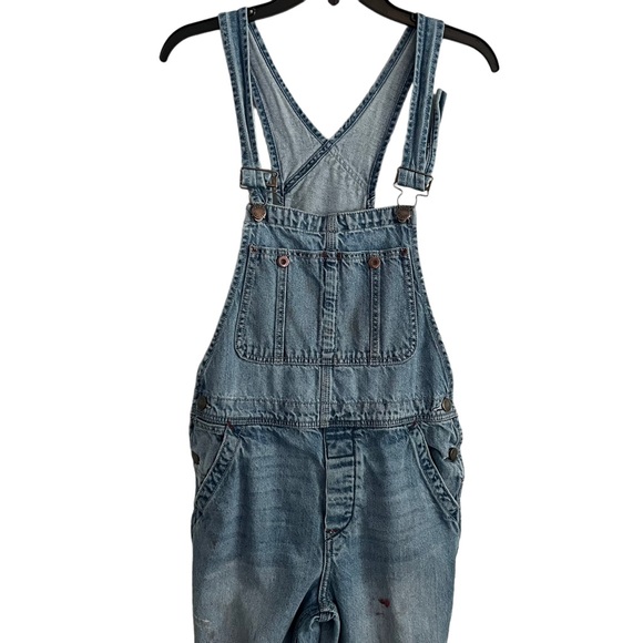 Free People We The Free Denim Overalls size 25 Distressed Blue - Picture 2 of 9